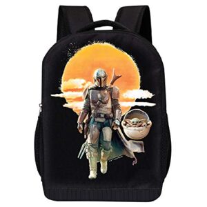 star wars black mandalorian backpack - star wars 18 inch air mesh padded bag (mando child and the sun)