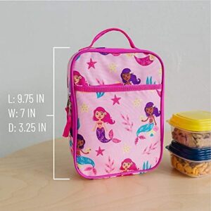 Wildkin Day2Day Backpack, Lunch Box Bag with Nap Mat Bundle (Groovy Mermaids)