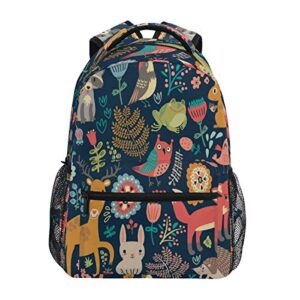 backpack forest animal fox rabbit flower school shoulder bag large waterproof durable bookbag laptop daypack for students teens girls boys elementary