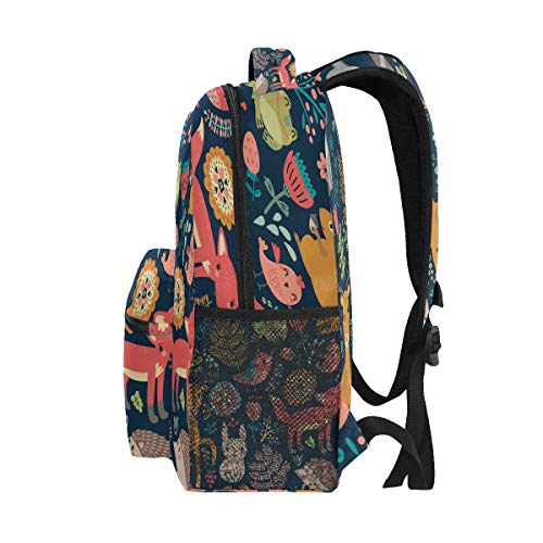 Backpack Forest Animal Fox Rabbit Flower School Shoulder Bag Large Waterproof Durable Bookbag Laptop Daypack for Students Teens Girls Boys Elementary