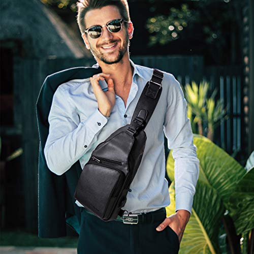 Seoky Rop Leather Small Sling Backpack Multipurpose Chest Bag Hiking Travel Daypack