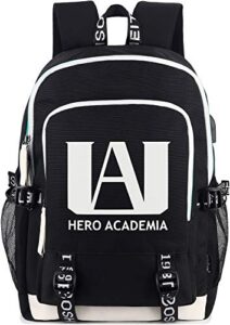 roffatide anime my hero academia backpack luminous printed college school bag laptop backpack with usb charging port & headphone port
