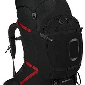 Osprey Aether Plus 85L Men's Backpacking Backpack, Black, S/M