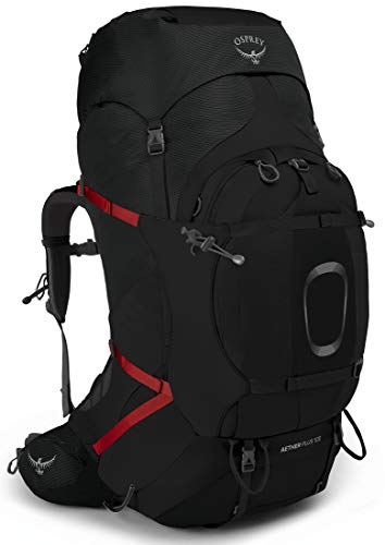 Osprey Aether Plus 100L Men's Backpacking Backpack, Black, L/XL