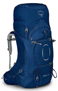 osprey ariel 65l women's backpacking backpack, ceramic blue, wxs/s