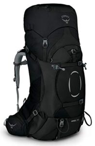 osprey ariel 55l women's backpacking backpack, black, wxs/s
