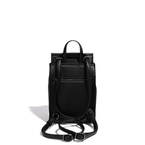 Pixie Mood Women's Soft Vegan Leather Multipurpose Mini Backpack with Adjustable Straps (Black)