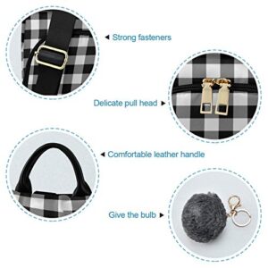 ALAZA Retro Black White Buffalo Plaid Backpack Purse for Women Anti Theft Fashion Back Pack Shoulder Bag