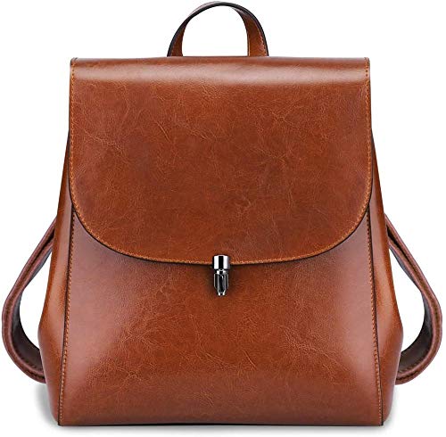 ACOMOO Women's Women's Leather Bag Wallet Daily Leisure Travel Small Backpack (Brown)