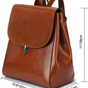 ACOMOO Women's Women's Leather Bag Wallet Daily Leisure Travel Small Backpack (Brown)