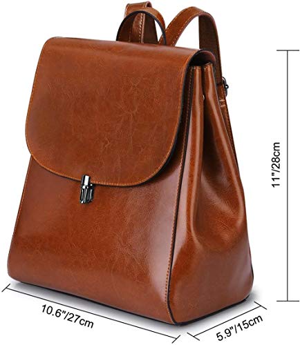 ACOMOO Women's Women's Leather Bag Wallet Daily Leisure Travel Small Backpack (Brown)