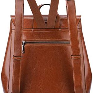 ACOMOO Women's Women's Leather Bag Wallet Daily Leisure Travel Small Backpack (Brown)