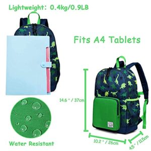 VASCHY Lightweight Preschool Backpack with Lunch Box Bag Set for School Kindergarten Daycare Dinosaur