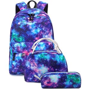 abshoo lightweight water resistant galaxy backpacks for teen girls school backpack with lunch bag (galaxy d set)