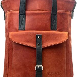 ORNA'S LEATHER ART | SWAN Everyday leather backpack for Women. Practical, Stylish and Spacious Women’s Bag. Real Leather in A Chic Backpack And Contemporary Design (R. COGNAC)