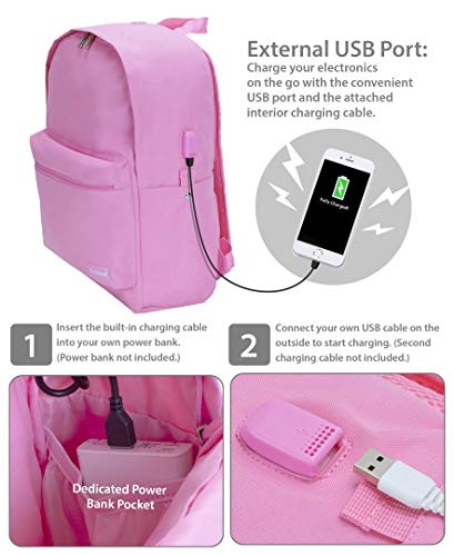 Rockland Classic Laptop Backpack, Pink, Large