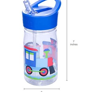 Wildkin 12 Inch Kids Backpack Bundle with Water Bottle (Trains, Planes & Trucks)