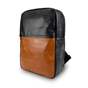 skunk backpack urban - smell proof - weather resistant - now with combo lock (black/brown leather)