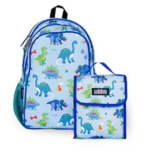 wildkin 15 inch kids backpack bundle with lunch bag (dinosaur land)
