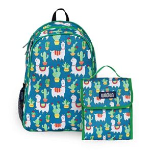 wildkin 15 inch kids backpack bundle with lunch bag (llamas and cactus)