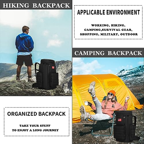 4land Big Camping Backpack for Men, Extra Large Hiking Backpack for Travel, 60L70L85L Oversized Waterproof Military Rucksack