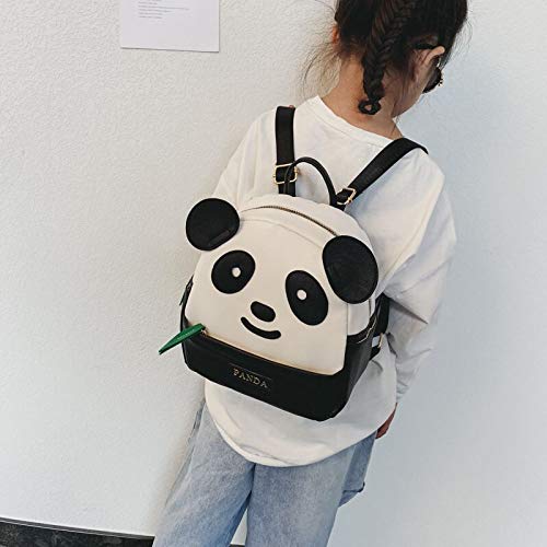 GOESUP Cute Panda Pattern Backpack Women Girls Pu Leather Small Casual Shoulder Daypack Bag (Black)