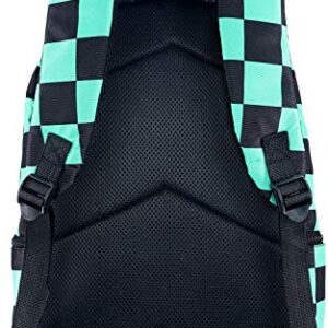 Roffatide Anime Demon Slayer Backpack Black Green Plaid School Bag Large Capacity Laptop Back Pack