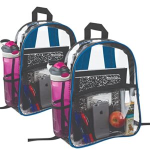 bags for less [set of 2] clear backpack - security approved - straps & front accessory pocket