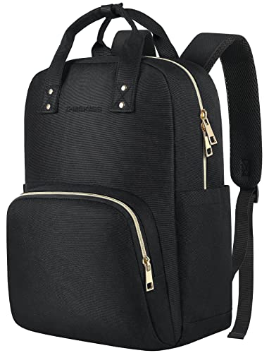 Laptop Backpack Women, Computer Backpack Women, Lightweight Backpack for Travel, Stylish Women Work Bag, College Casual Daypack 15.6 Inch, Waterproof Business Computer Backpack for Ladies Nurse, Black