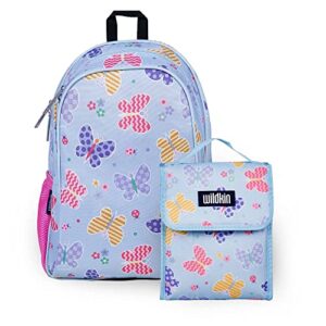 wildkin 15 inch kids backpack bundle with lunch bag (butterfly garden)