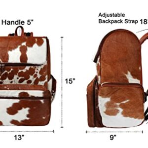 III-Fashions Cowhide Hair Print Diaper Backpack Rucksack/Knapsack Travel Shoulder Bag Brown & White (Backpack)