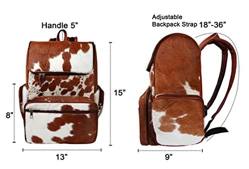 III-Fashions Cowhide Hair Print Diaper Backpack Rucksack/Knapsack Travel Shoulder Bag Brown & White (Backpack)