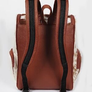 III-Fashions Cowhide Hair Print Diaper Backpack Rucksack/Knapsack Travel Shoulder Bag Brown & White (Backpack)