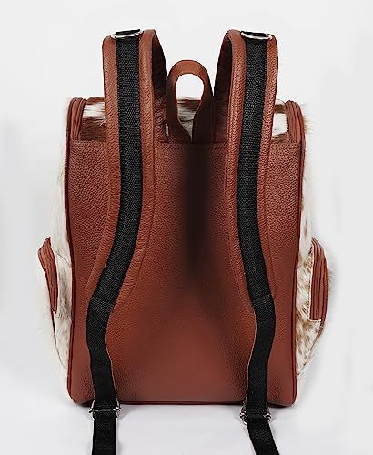 III-Fashions Cowhide Hair Print Diaper Backpack Rucksack/Knapsack Travel Shoulder Bag Brown & White (Backpack)