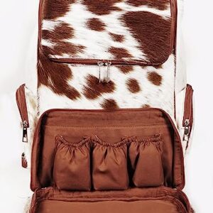 III-Fashions Cowhide Hair Print Diaper Backpack Rucksack/Knapsack Travel Shoulder Bag Brown & White (Backpack)