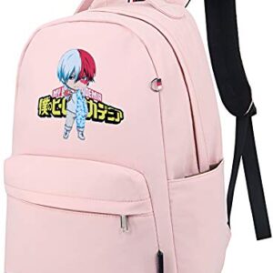 Roffatide Anime My Hero Academia Todoroki Shoto Backpack Lightweight Nylon Backpack Printed Schoolbag Daypack Pink