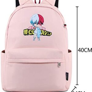 Roffatide Anime My Hero Academia Todoroki Shoto Backpack Lightweight Nylon Backpack Printed Schoolbag Daypack Pink