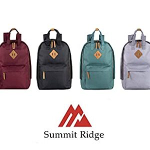 Summit Ridge Laptop Backpack for Women, Men for Travel, School, College Backpack with Padded Back, Adjustable Padded Shoulder Straps (Black)