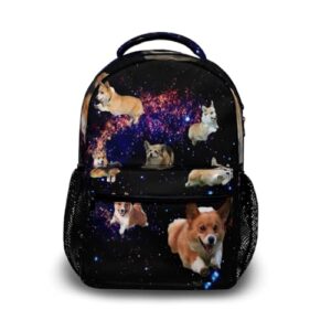 granbey galaxy welsh corgis backpack cute space puppies waterproof college bag personalized laptop bag travel zipper bookbag casual hiking shoulder daypack for men women teens