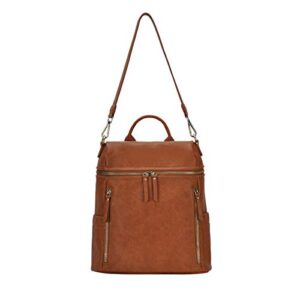 miztique the sienna backpack purse for women, sleek shoulder bag, soft vegan leather - tan