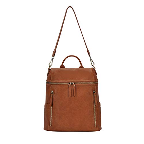 Miztique The Sienna Backpack Purse for Women, Sleek Shoulder Bag, Soft Vegan Leather - Tan