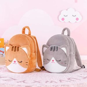 Lazada Toddler Backpack Cat Animal Kids Backpacks for Girls Kitty Plush Bag Gray Age 3+