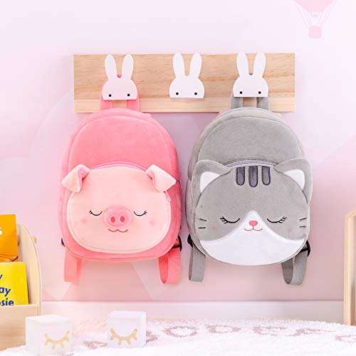 Lazada Toddler Backpack Cat Animal Kids Backpacks for Girls Kitty Plush Bag Gray Age 3+