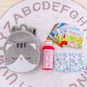 Lazada Toddler Backpack Cat Animal Kids Backpacks for Girls Kitty Plush Bag Gray Age 3+