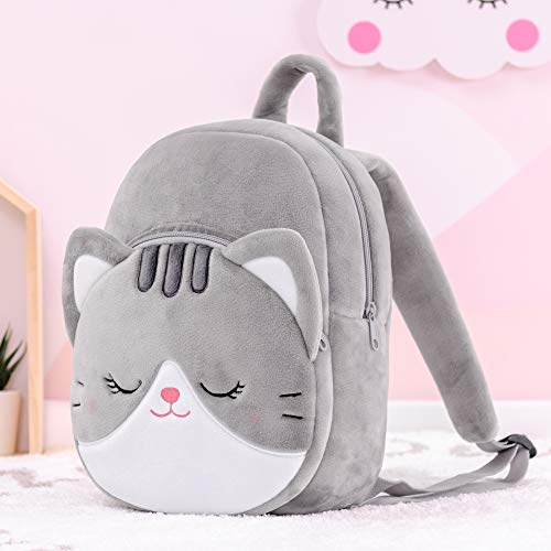 Lazada Toddler Backpack Cat Animal Kids Backpacks for Girls Kitty Plush Bag Gray Age 3+