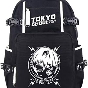 Roffatide Anime Tokyo Ghoul Laptop Backpack Printed Luminous Schoolbag Rucksack with USB Charging Port & Headphone Port Black