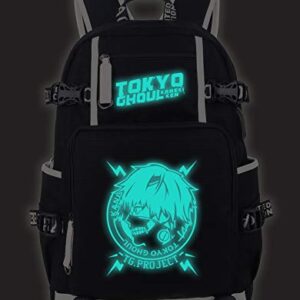 Roffatide Anime Tokyo Ghoul Laptop Backpack Printed Luminous Schoolbag Rucksack with USB Charging Port & Headphone Port Black