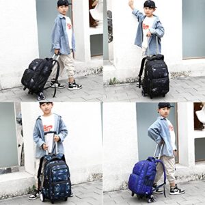 Elementary Galaxy Teens Rolling Backpack Kids Boys Luggage with Wheels Trolly BookBag for School-2 Wheels