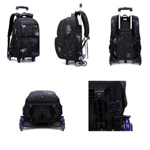 Elementary Galaxy Teens Rolling Backpack Kids Boys Luggage with Wheels Trolly BookBag for School-2 Wheels