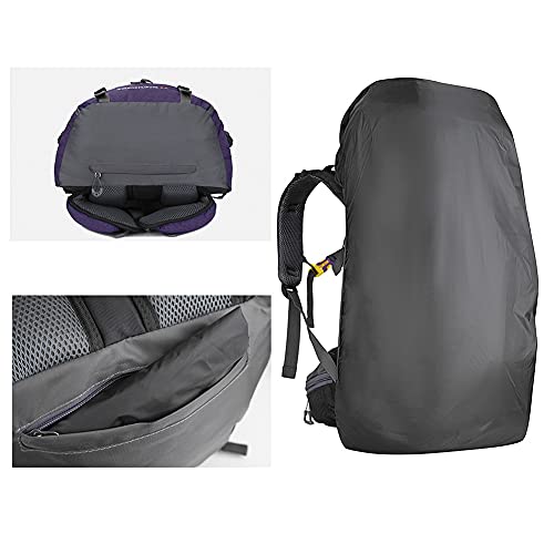 Kerxinma 60L Hiking Backpack Waterproof Travel Hiking Camping with Daypack Cover (Purple)